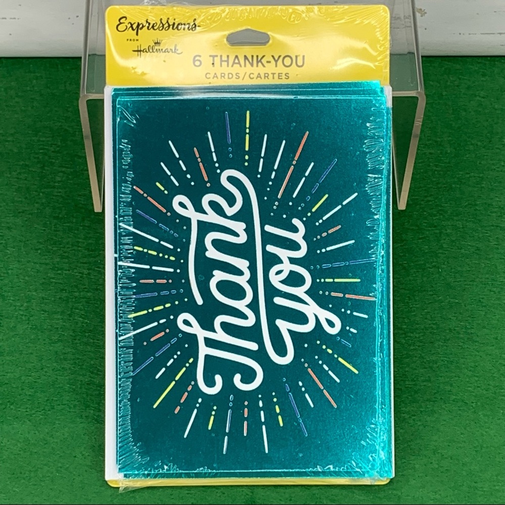4/$14 6pk Hallmark Expressions Metallic Thank You Blank Note Cards NEW SEALED